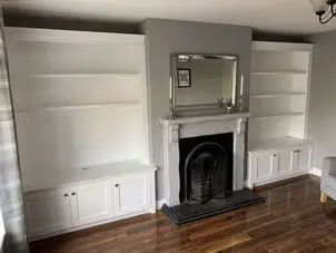 Full hight alcove units spray painted in white Full hight alcove units spray painted in white